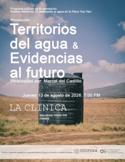 Programa público de la exposición Pedimento al agua en la Kava Yuu Yavi, proyecto de Marcel del Castillo, en la Clinica Art en Oaxaca